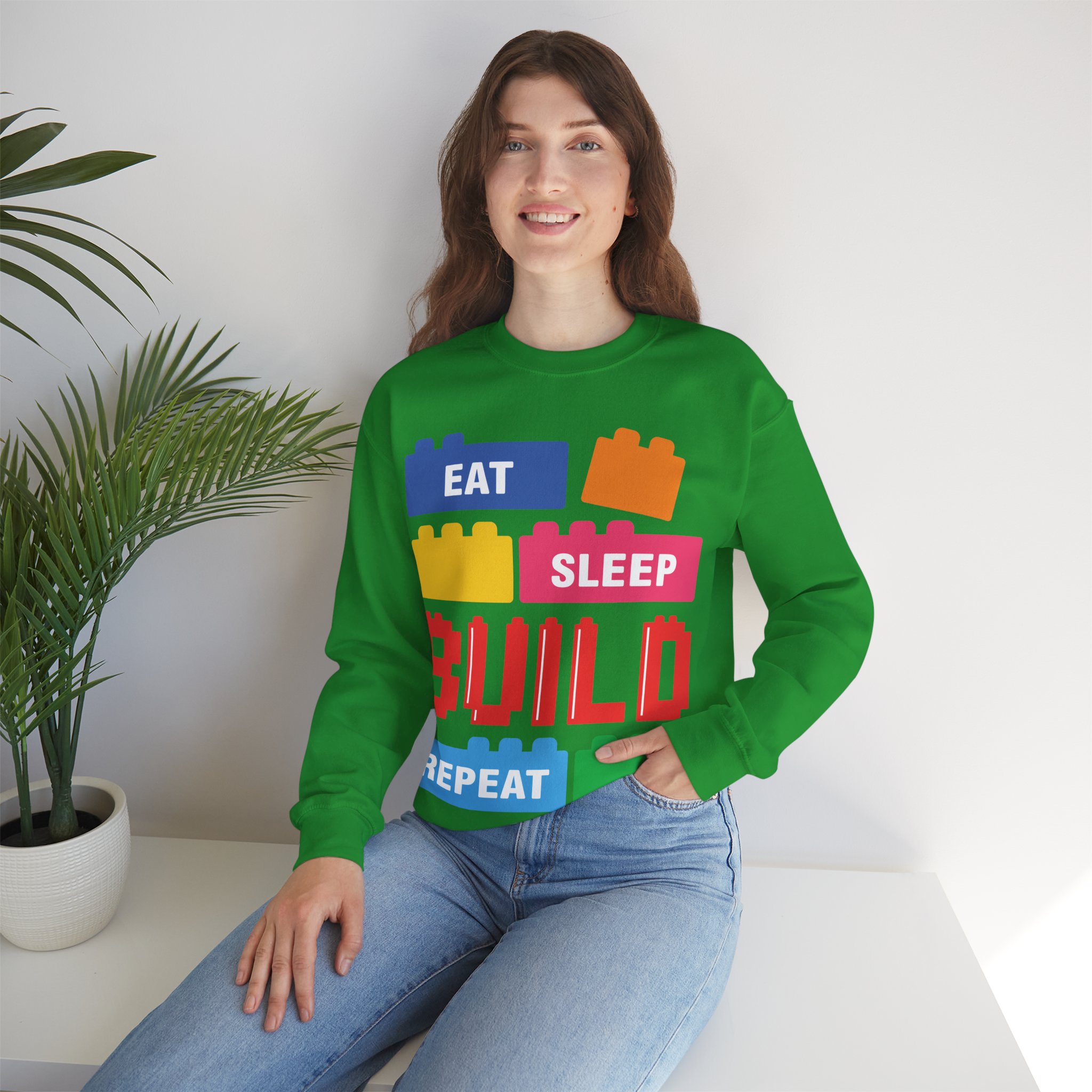 Eat Sleep Build Crewneck Sweatshirt - Image 48