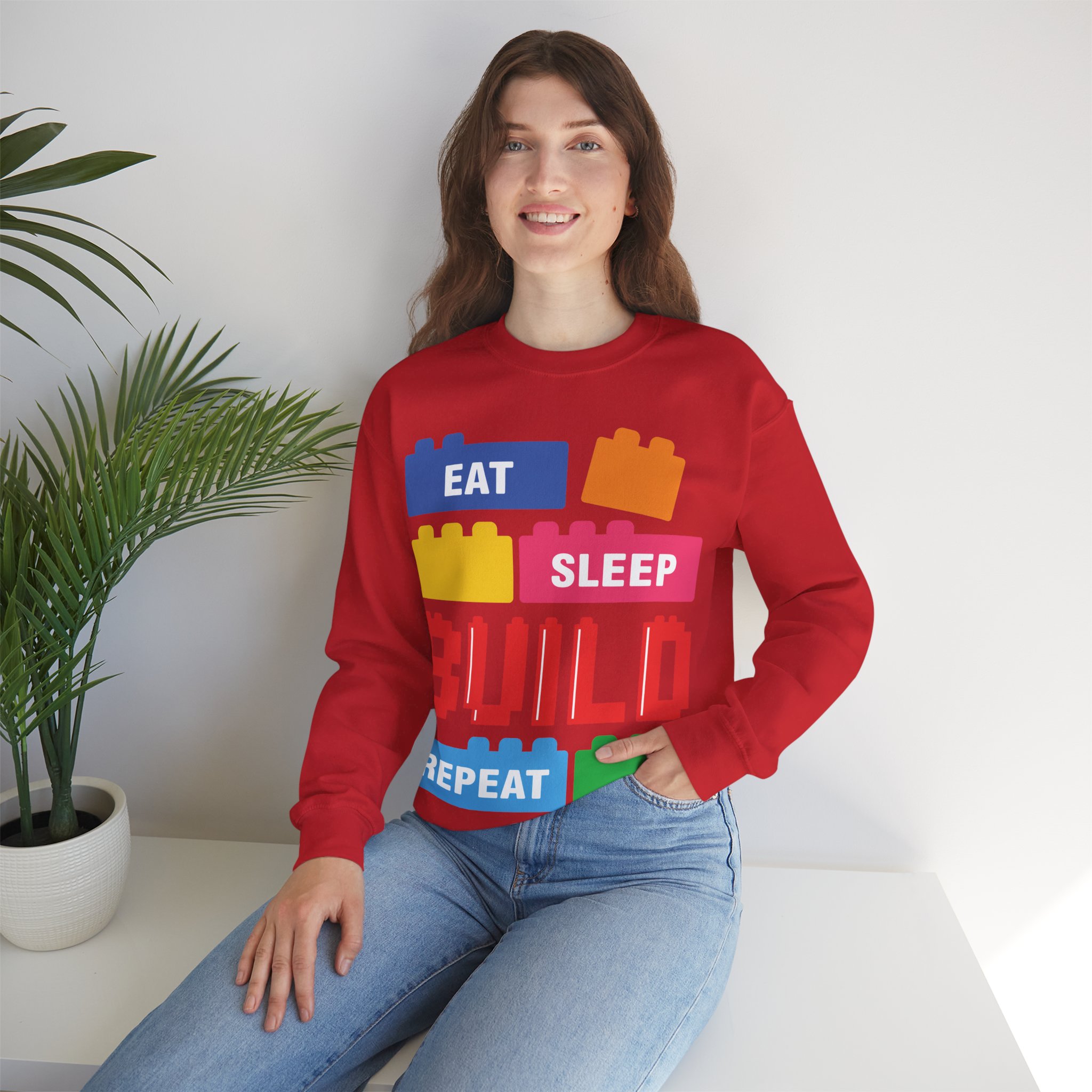 Eat Sleep Build Crewneck Sweatshirt - Image 60