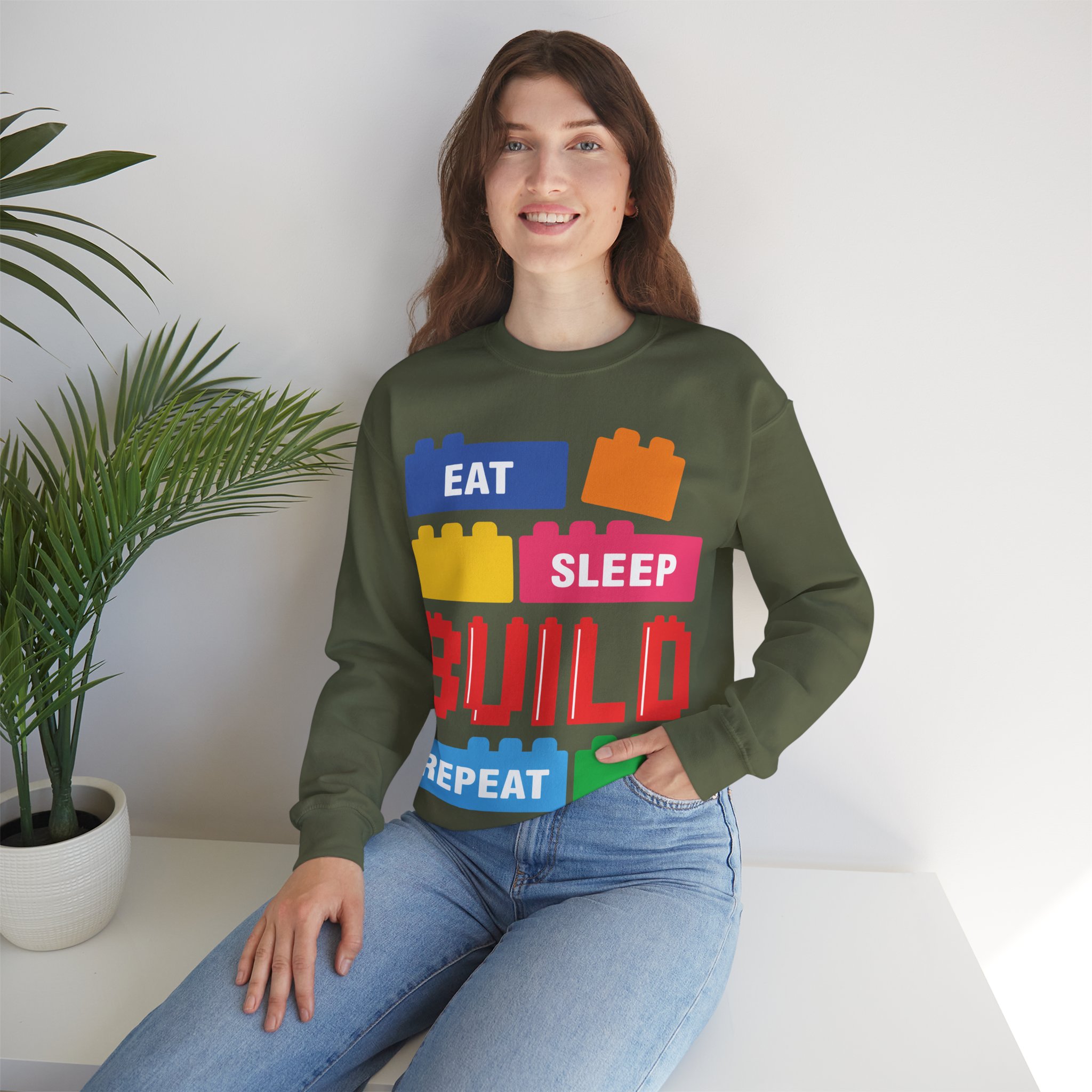 Eat Sleep Build Crewneck Sweatshirt - Image 36