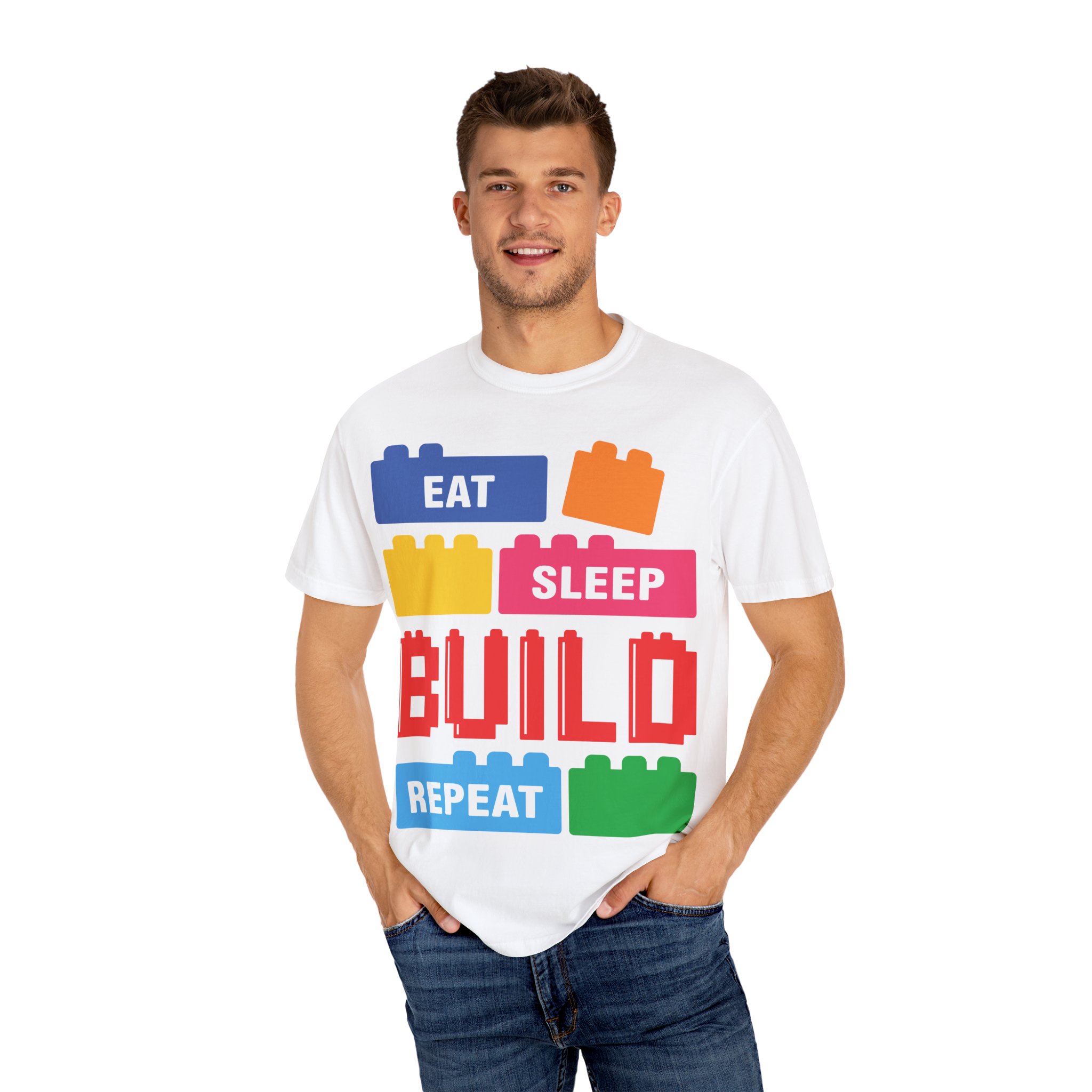 Eat Sleep Build Heavy Cotton Tee - Image 4