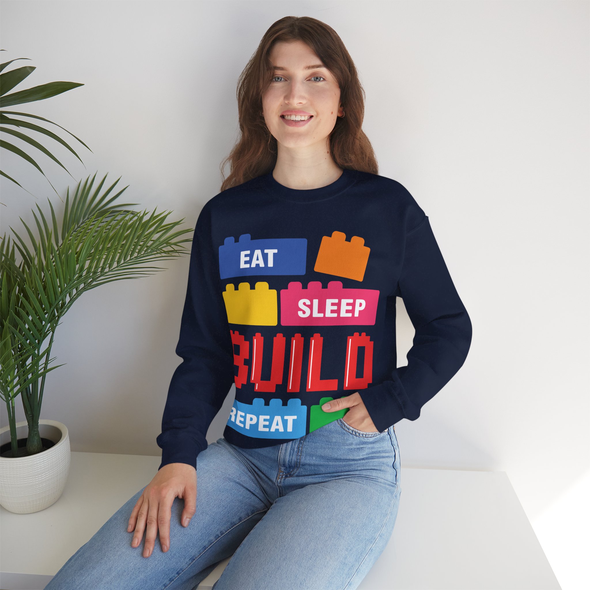 Eat Sleep Build Crewneck Sweatshirt - Image 16
